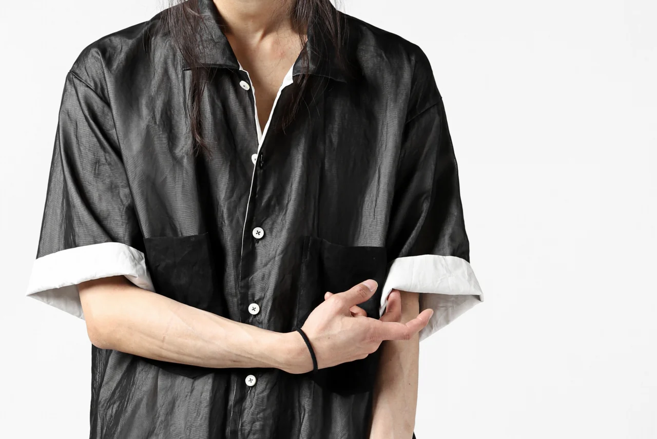 KLASICA SH-33(edit.2) LAYERED SHIRT / TRANSLUCENT ORGANDY (BLACK) - Image 36