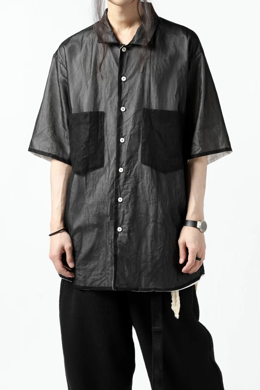 KLASICA SH-33(edit.2) LAYERED SHIRT / TRANSLUCENT ORGANDY (BLACK) - Image 5