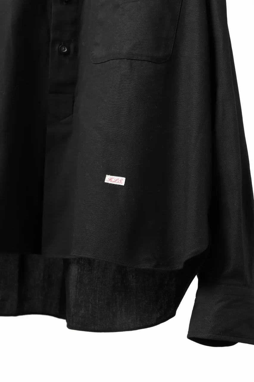 KLASICA SH-040 OVERSIZED SHORT PULLOVER SHIRT / DRY BACK TWILL (BLACK) - Image 11