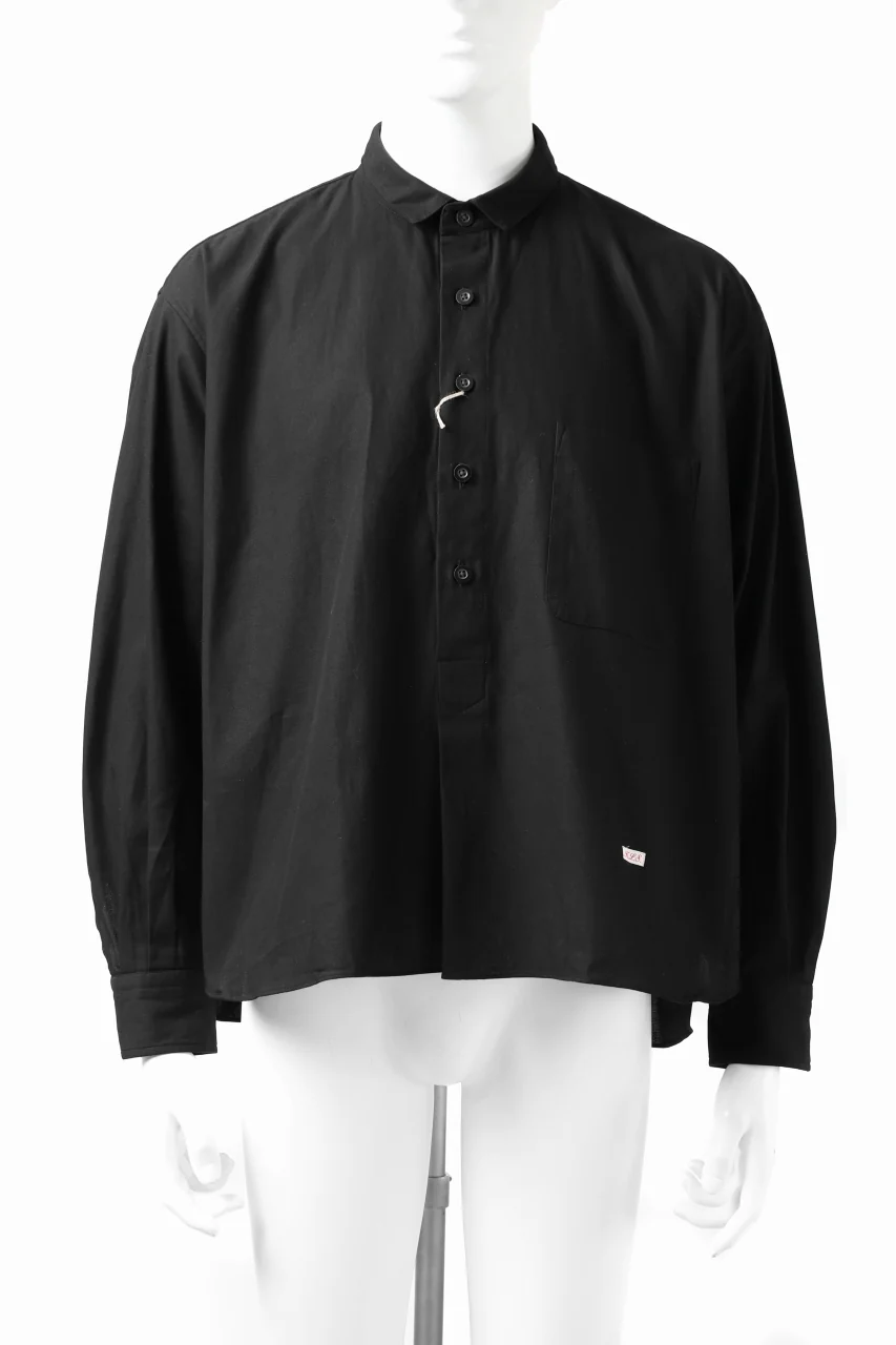 KLASICA SH-040 OVERSIZED SHORT PULLOVER SHIRT / DRY BACK TWILL (BLACK) - Image 12