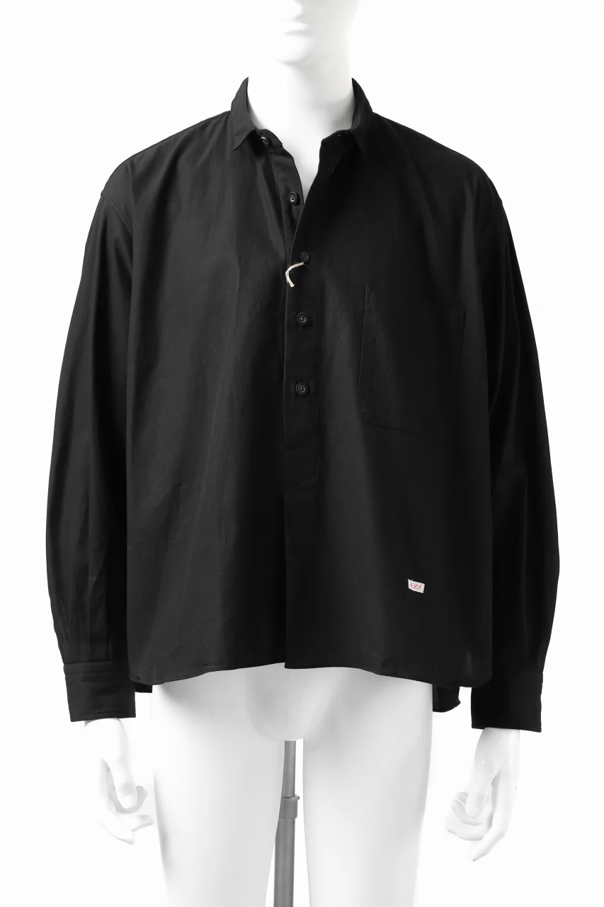 KLASICA SH-040 OVERSIZED SHORT PULLOVER SHIRT / DRY BACK TWILL (BLACK) - Image 13