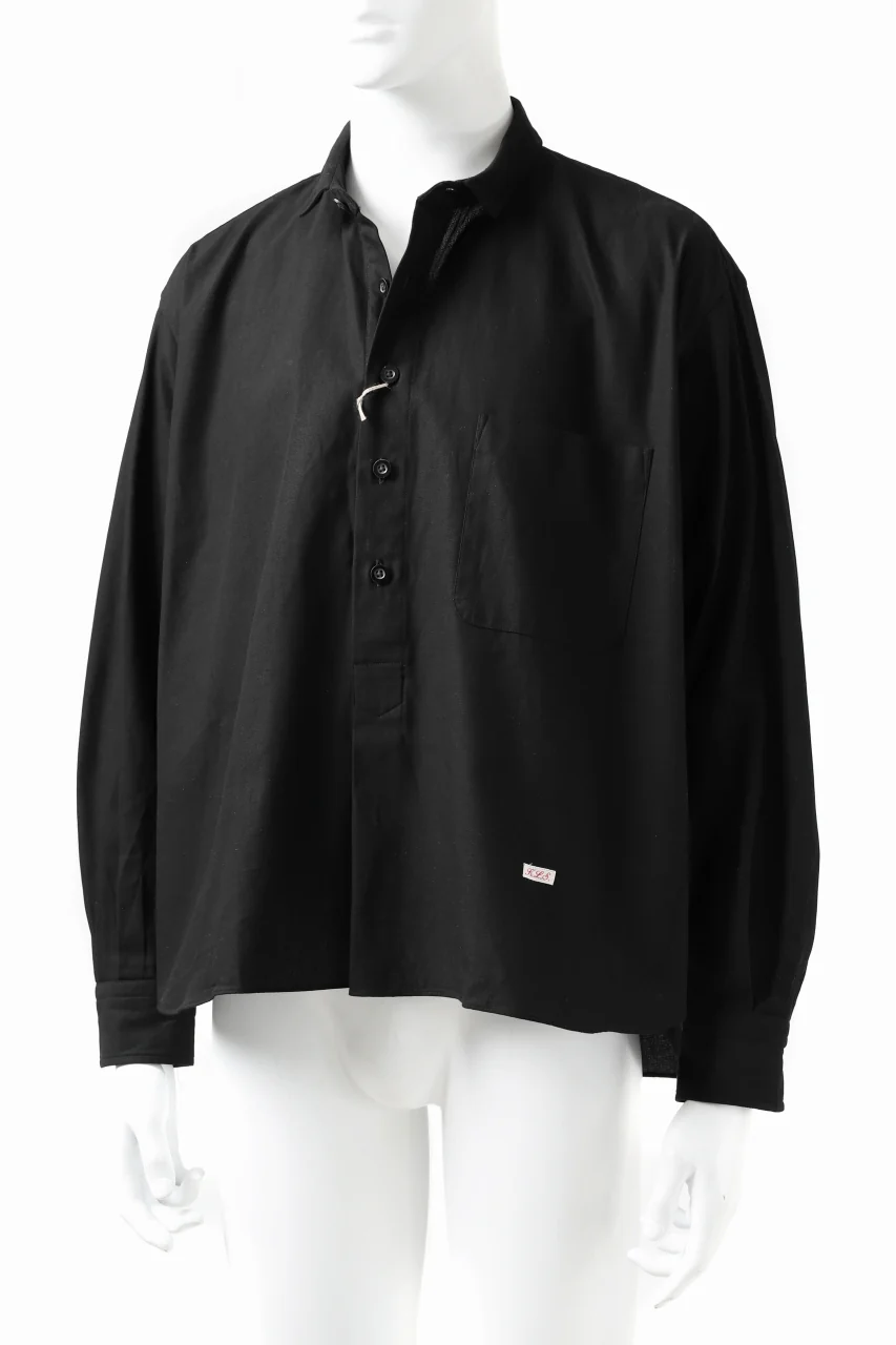KLASICA SH-040 OVERSIZED SHORT PULLOVER SHIRT / DRY BACK TWILL (BLACK) - Image 14