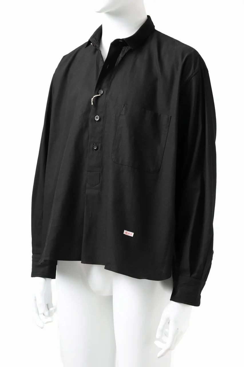 KLASICA SH-040 OVERSIZED SHORT PULLOVER SHIRT / DRY BACK TWILL (BLACK) - Image 15