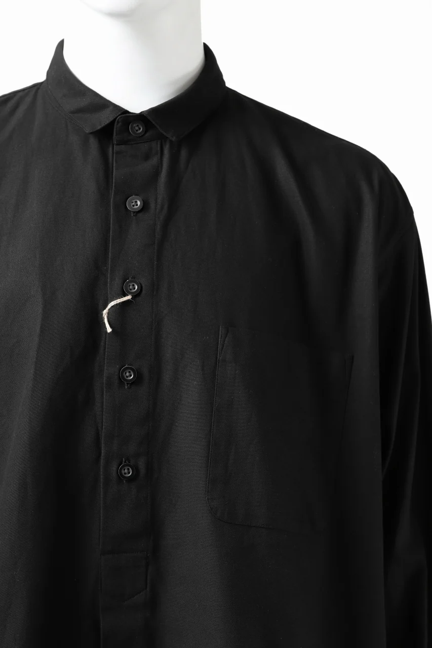 KLASICA SH-040 OVERSIZED SHORT PULLOVER SHIRT / DRY BACK TWILL (BLACK) - Image 18