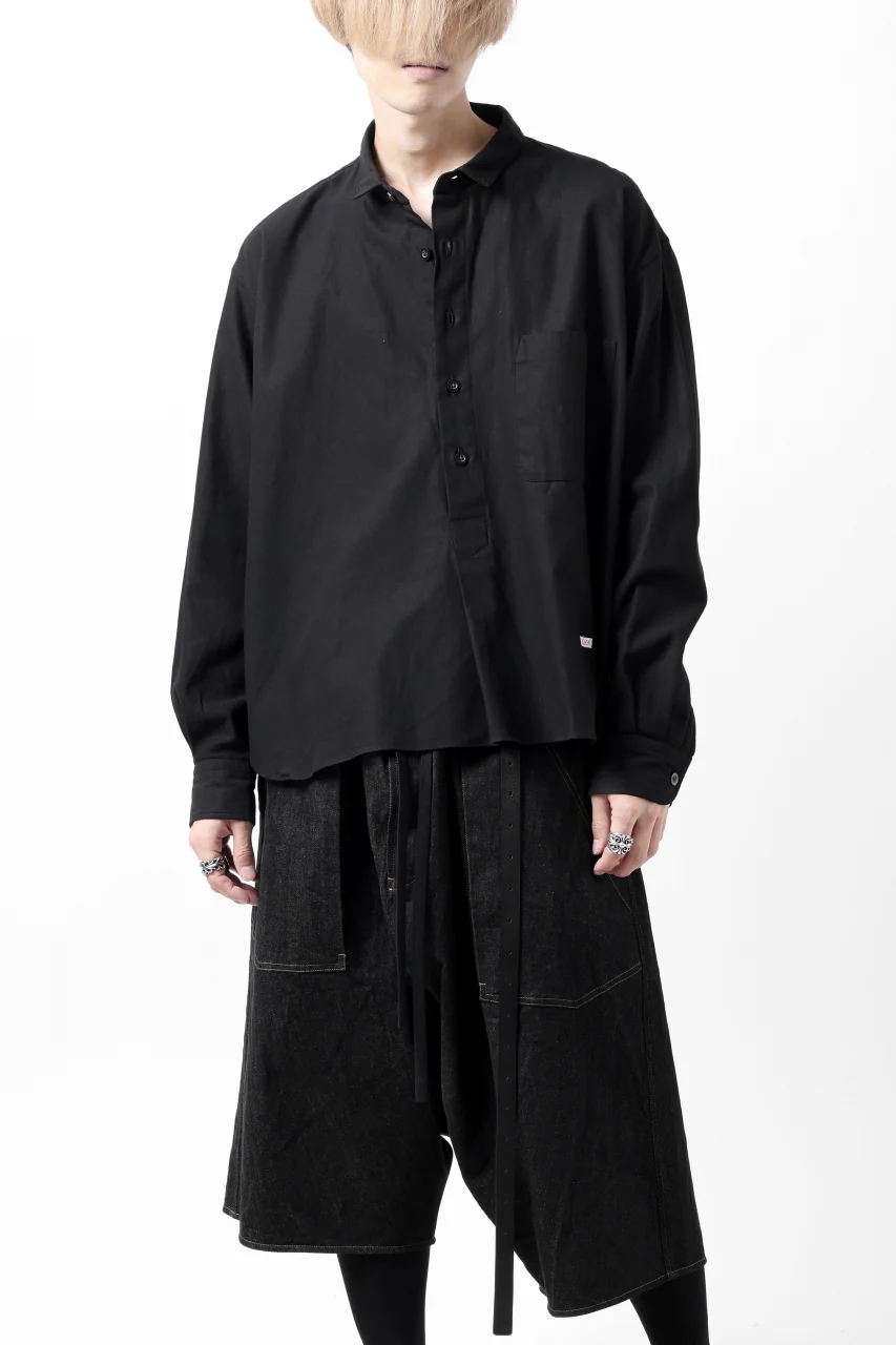 KLASICA SH-040 OVERSIZED SHORT PULLOVER SHIRT / DRY BACK TWILL (BLACK) - Image 2