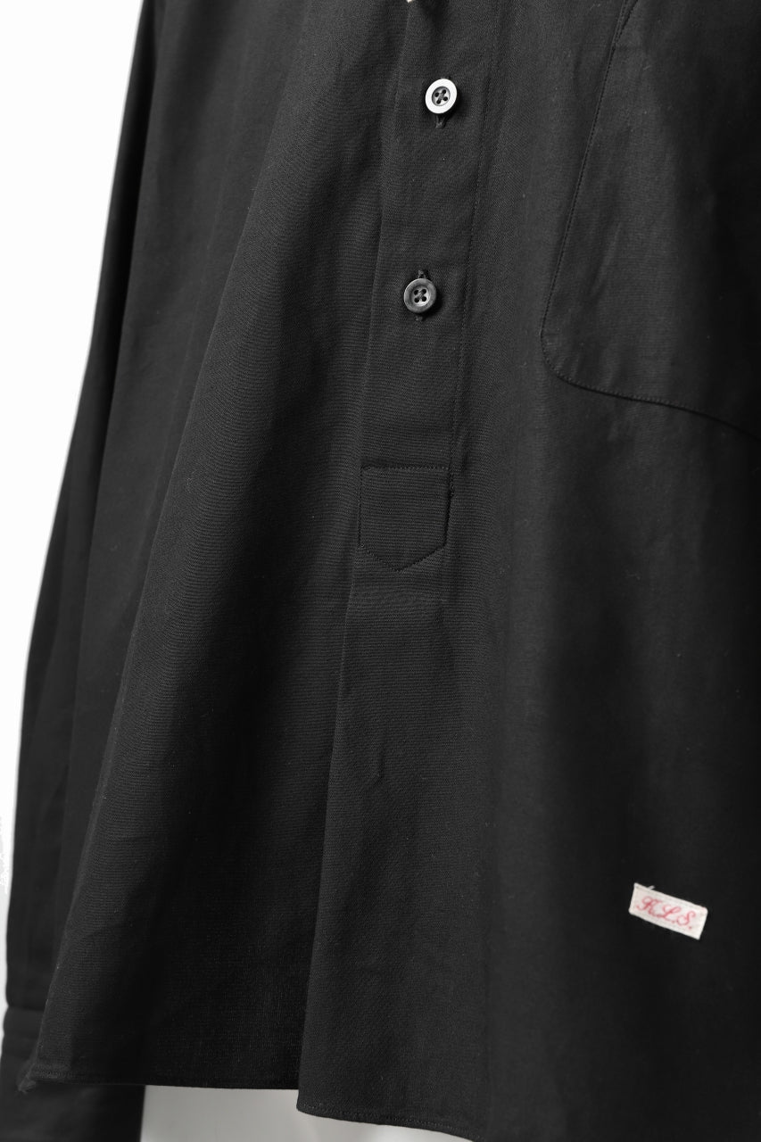 KLASICA SH-040 OVERSIZED SHORT PULLOVER SHIRT / DRY BACK TWILL (BLACK) - Image 22