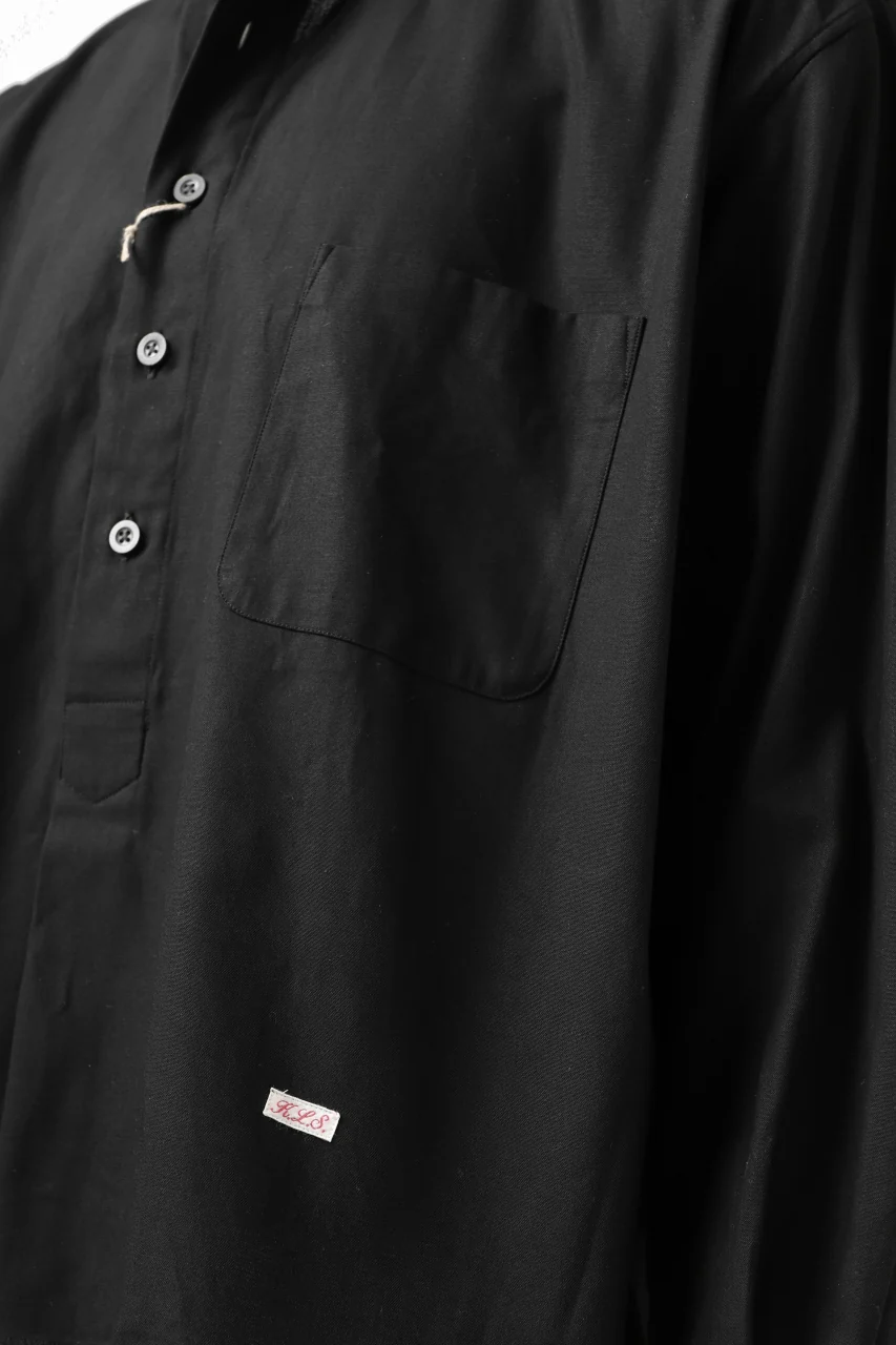 KLASICA SH-040 OVERSIZED SHORT PULLOVER SHIRT / DRY BACK TWILL (BLACK) - Image 23