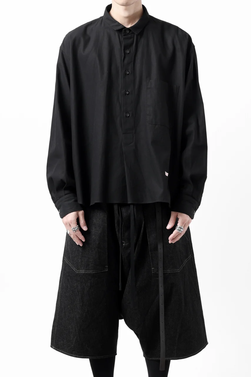 KLASICA SH-040 OVERSIZED SHORT PULLOVER SHIRT / DRY BACK TWILL (BLACK) - Image 26