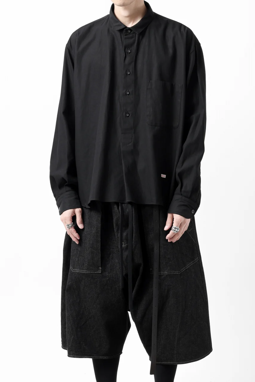 KLASICA SH-040 OVERSIZED SHORT PULLOVER SHIRT / DRY BACK TWILL (BLACK) - Image 27