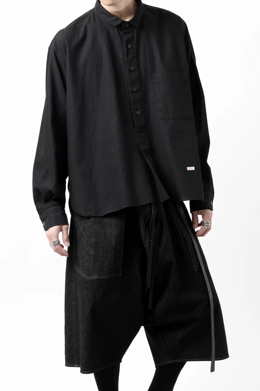KLASICA SH-040 OVERSIZED SHORT PULLOVER SHIRT / DRY BACK TWILL (BLACK) - Image 29