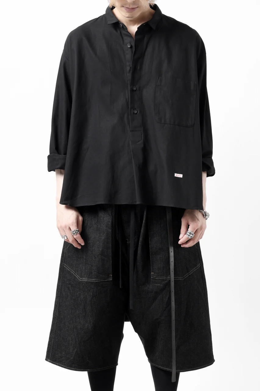 KLASICA SH-040 OVERSIZED SHORT PULLOVER SHIRT / DRY BACK TWILL (BLACK) - Image 3
