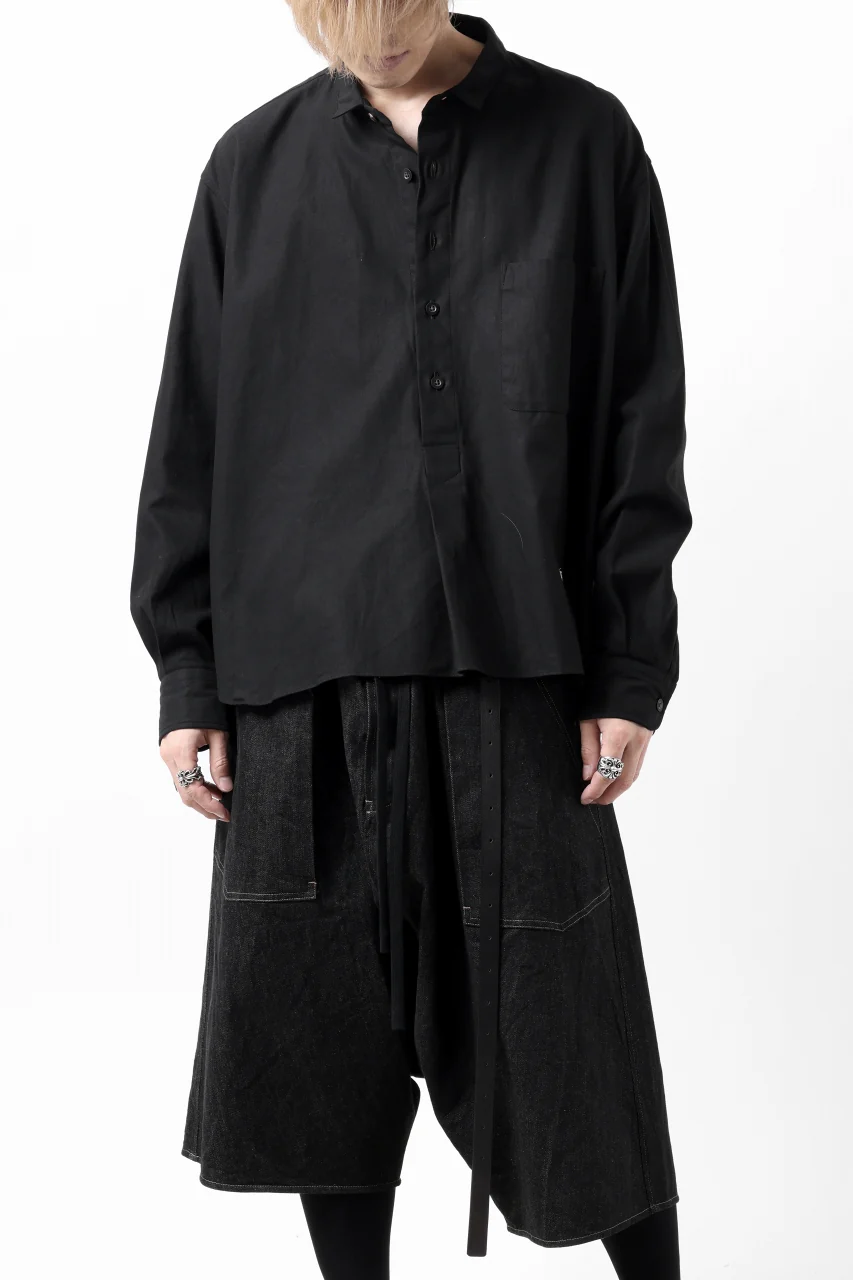 KLASICA SH-040 OVERSIZED SHORT PULLOVER SHIRT / DRY BACK TWILL (BLACK) - Image 32