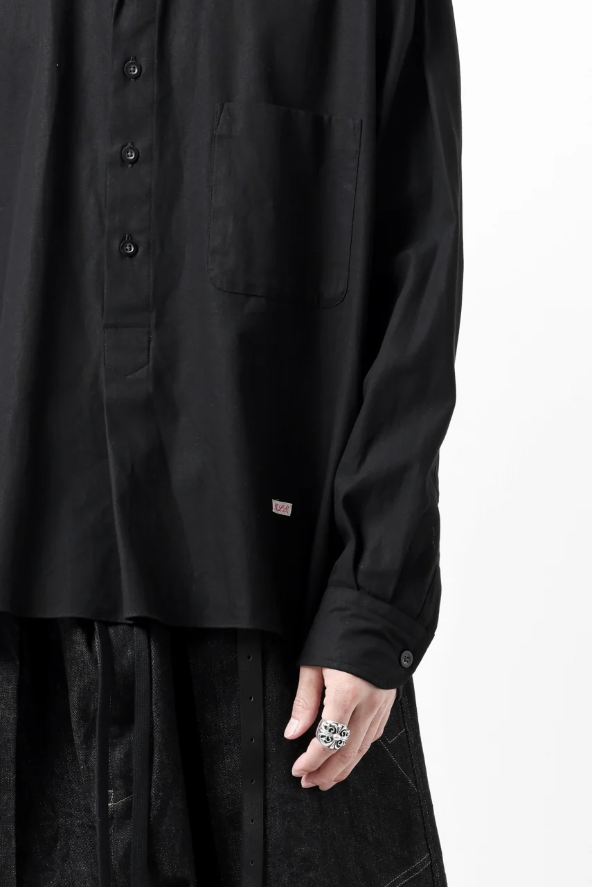 KLASICA SH-040 OVERSIZED SHORT PULLOVER SHIRT / DRY BACK TWILL (BLACK) - Image 33