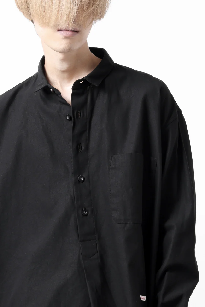 KLASICA SH-040 OVERSIZED SHORT PULLOVER SHIRT / DRY BACK TWILL (BLACK) - Image 37