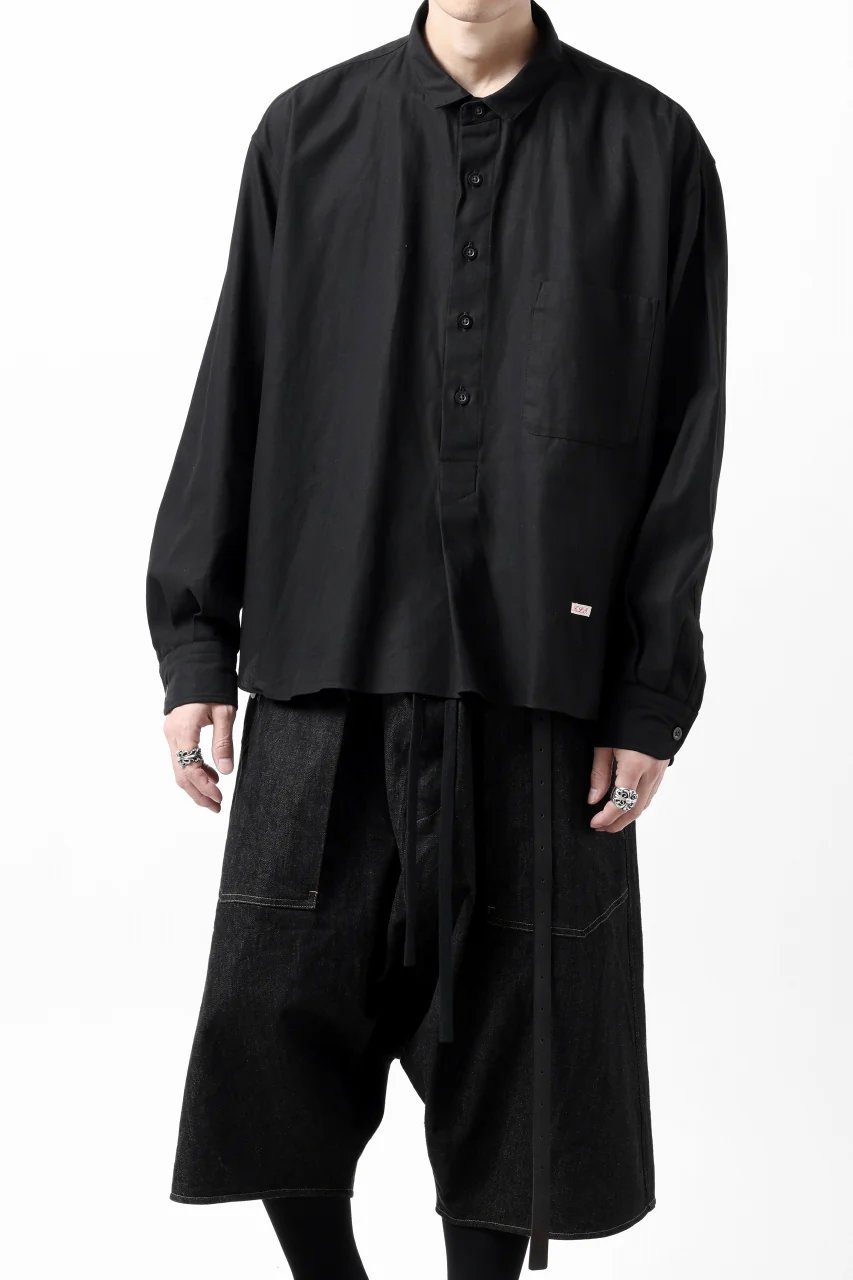 KLASICA SH-040 OVERSIZED SHORT PULLOVER SHIRT / DRY BACK TWILL (BLACK) - Image 4