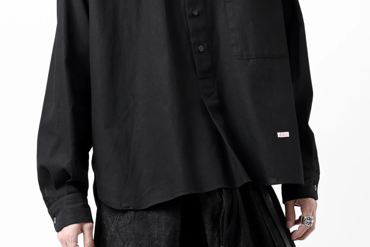 KLASICA SH-040 OVERSIZED SHORT PULLOVER SHIRT / DRY BACK TWILL (BLACK) - Image 41
