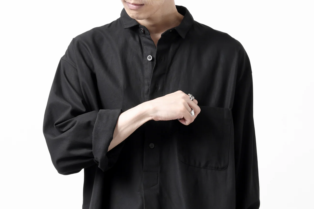 KLASICA SH-040 OVERSIZED SHORT PULLOVER SHIRT / DRY BACK TWILL (BLACK) - Image 42