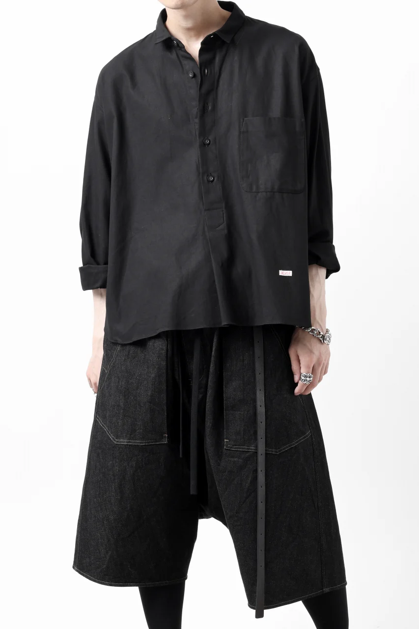 KLASICA SH-040 OVERSIZED SHORT PULLOVER SHIRT / DRY BACK TWILL (BLACK) - Image 5