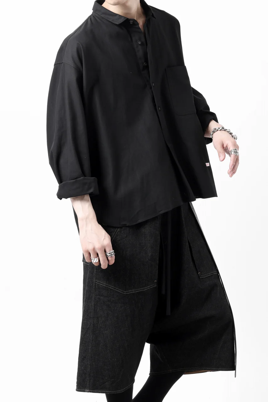 KLASICA SH-040 OVERSIZED SHORT PULLOVER SHIRT / DRY BACK TWILL (BLACK) - Image 6