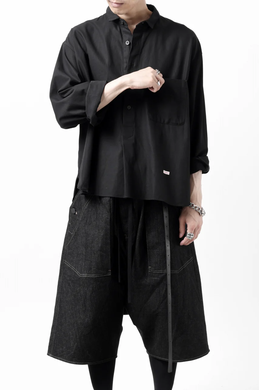 KLASICA SH-040 OVERSIZED SHORT PULLOVER SHIRT / DRY BACK TWILL (BLACK) - Image 7