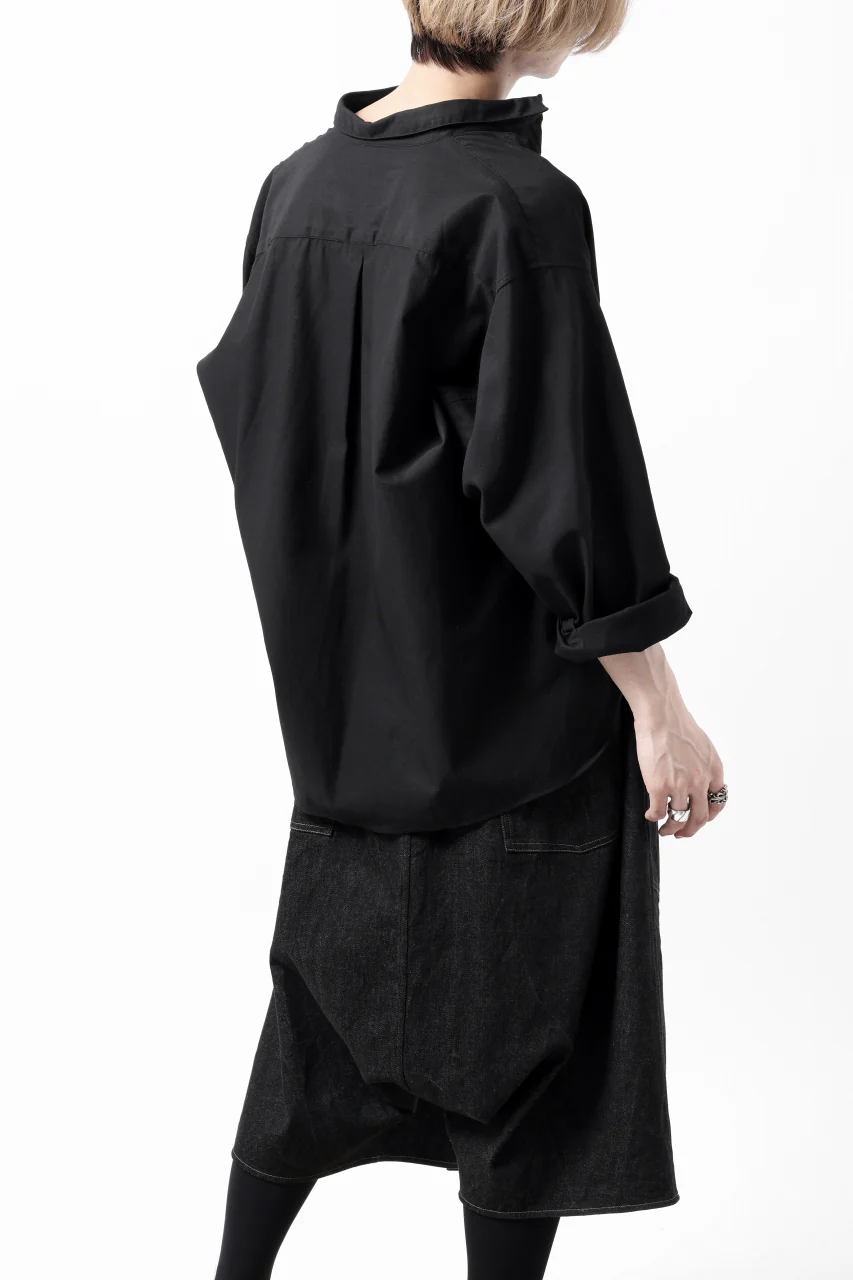 KLASICA SH-040 OVERSIZED SHORT PULLOVER SHIRT / DRY BACK TWILL (BLACK) - Image 8