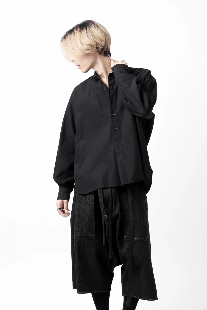 KLASICA SH-040 OVERSIZED SHORT PULLOVER SHIRT / DRY BACK TWILL (BLACK) - Image 9