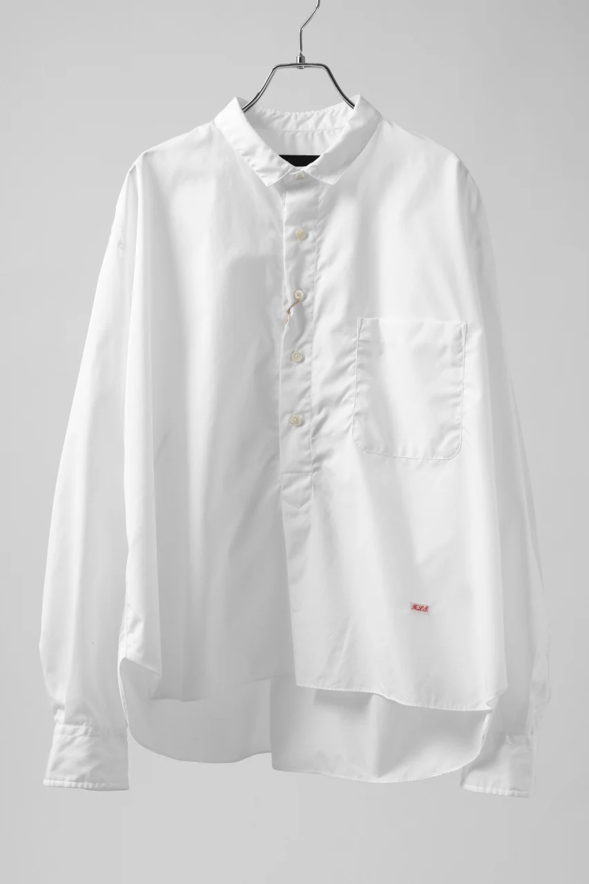 KLASICA SH-040 OVERSIZED SHORT PULLOVER SHIRT / THOMAS MASON'S 120/2 POPLIN (WHITE)