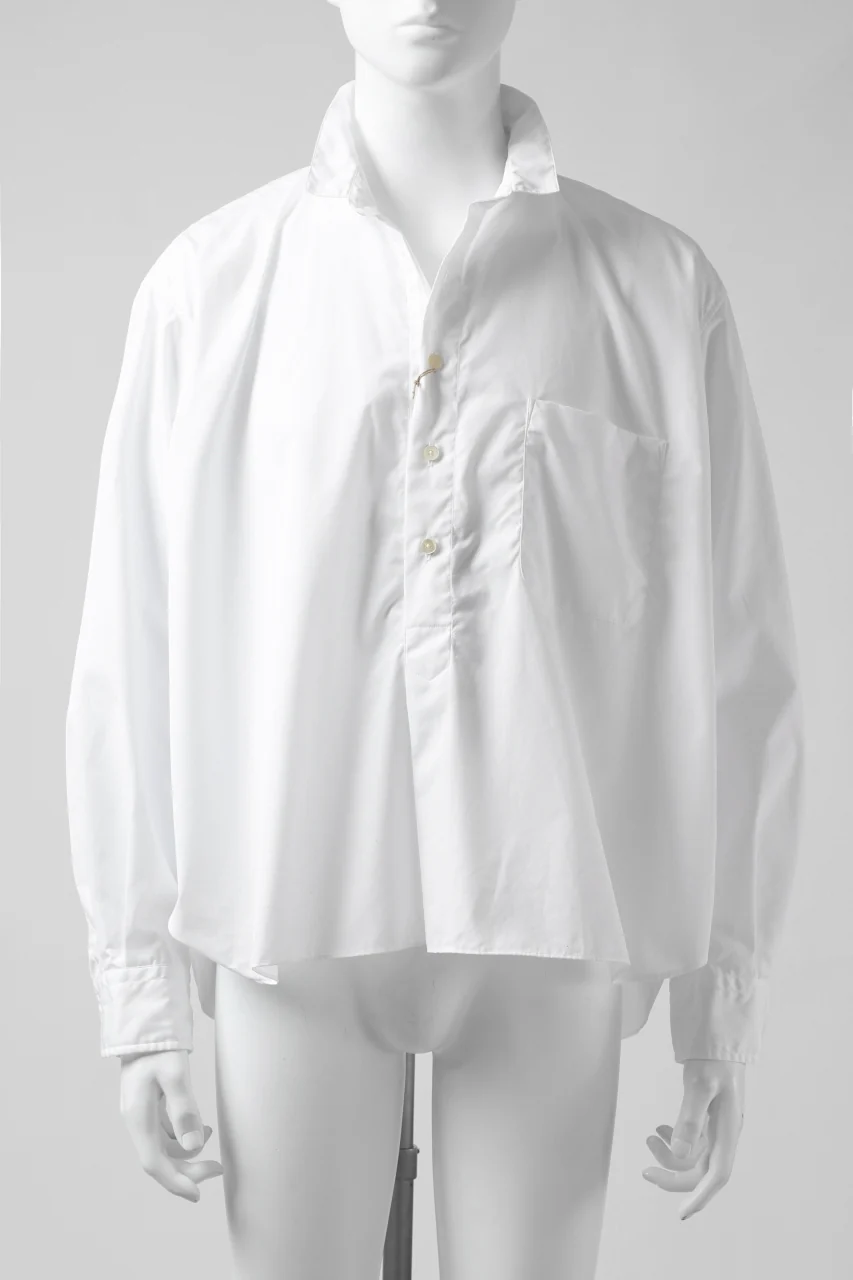 KLASICA SH-040 OVERSIZED SHORT PULLOVER SHIRT / THOMAS MASON'S 120/2 POPLIN (WHITE) - Image 11