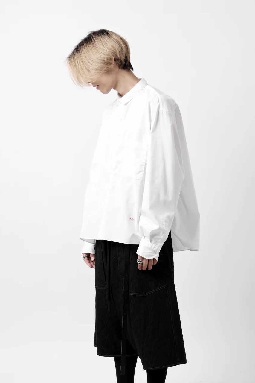 KLASICA SH-040 OVERSIZED SHORT PULLOVER SHIRT / THOMAS MASON'S 120/2 POPLIN (WHITE) - Image 2