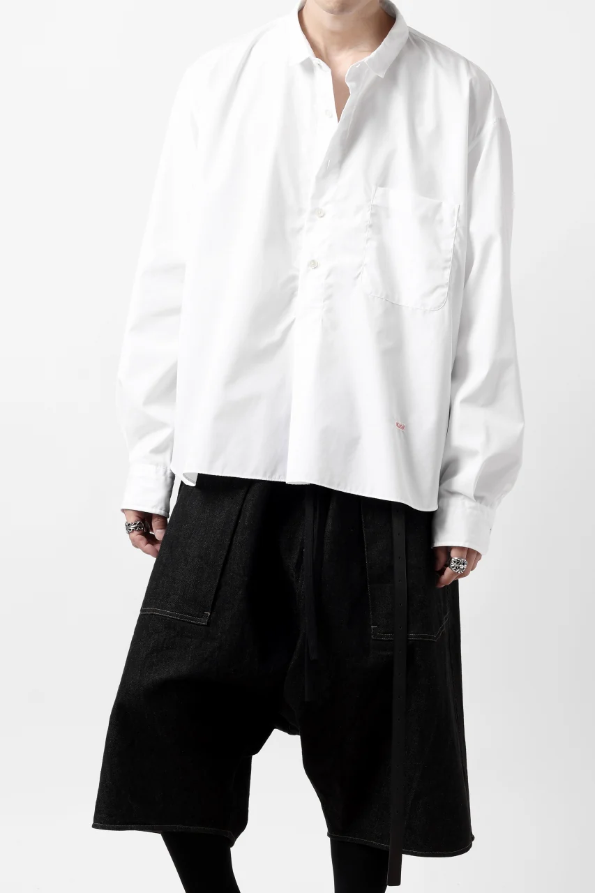 KLASICA SH-040 OVERSIZED SHORT PULLOVER SHIRT / THOMAS MASON'S 120/2 POPLIN (WHITE) - Image 4