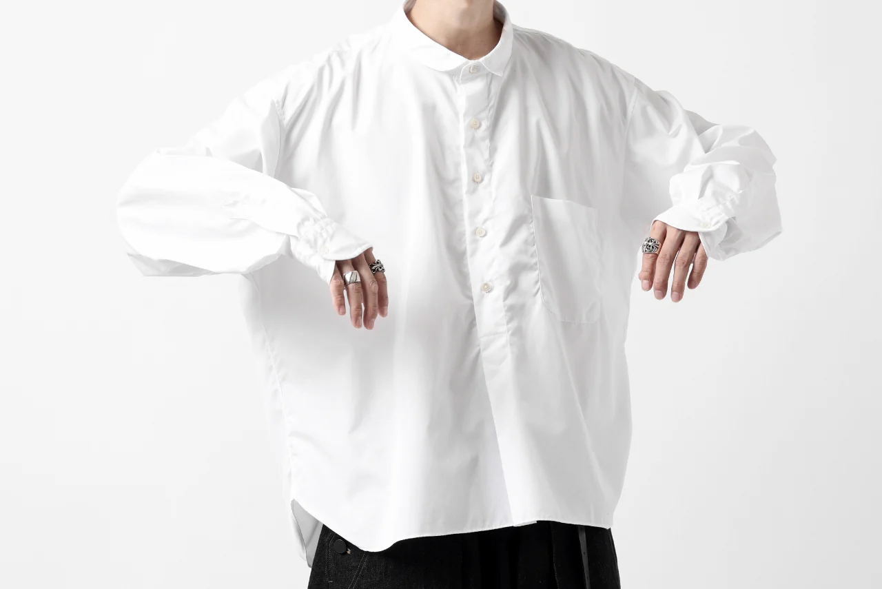 KLASICA SH-040 OVERSIZED SHORT PULLOVER SHIRT / THOMAS MASON'S 120/2 POPLIN (WHITE) - Image 43