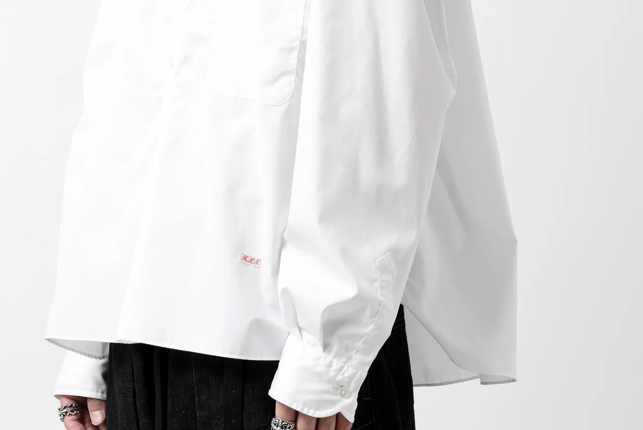 KLASICA SH-040 OVERSIZED SHORT PULLOVER SHIRT / THOMAS MASON'S 120/2 POPLIN (WHITE) - Image 44