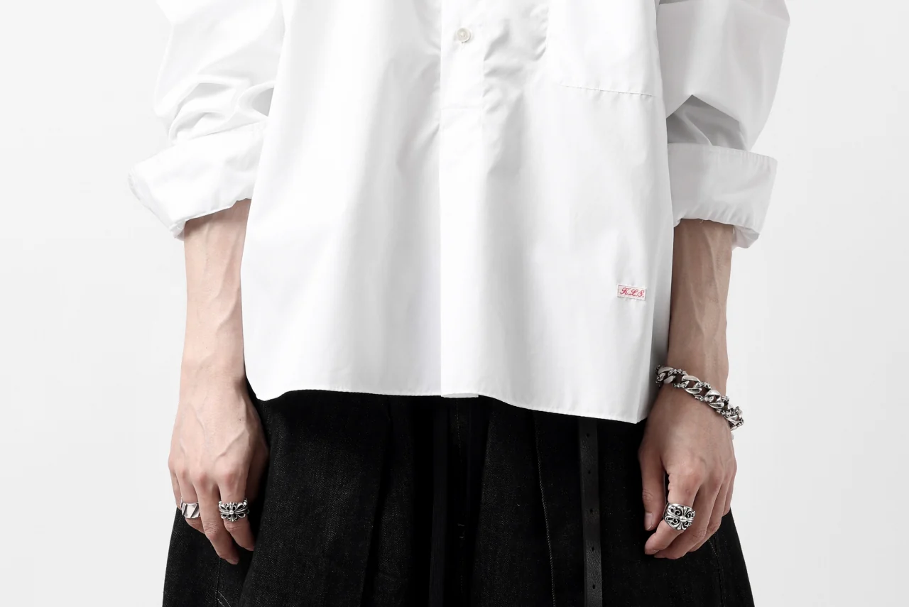 KLASICA SH-040 OVERSIZED SHORT PULLOVER SHIRT / THOMAS MASON'S 120/2 POPLIN (WHITE) - Image 45
