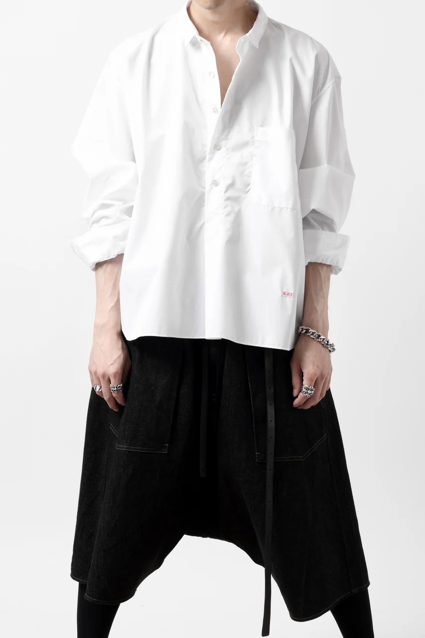 KLASICA SH-040 OVERSIZED SHORT PULLOVER SHIRT / THOMAS MASON'S 120/2 POPLIN (WHITE) - Image 5