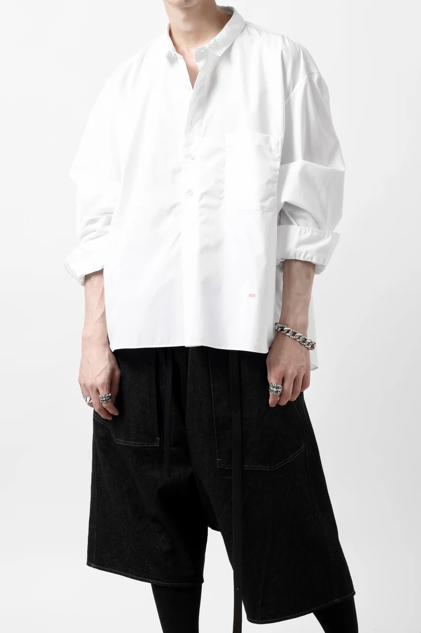 KLASICA SH-040 OVERSIZED SHORT PULLOVER SHIRT / THOMAS MASON'S 120/2 POPLIN (WHITE) - Image 6