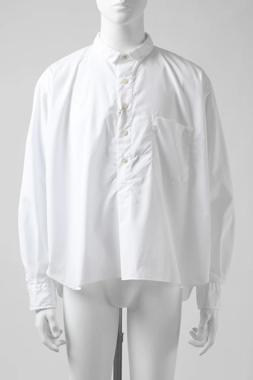 KLASICA SH-040 OVERSIZED SHORT PULLOVER SHIRT / THOMAS MASON'S 120/2 POPLIN (WHITE) - Image 9