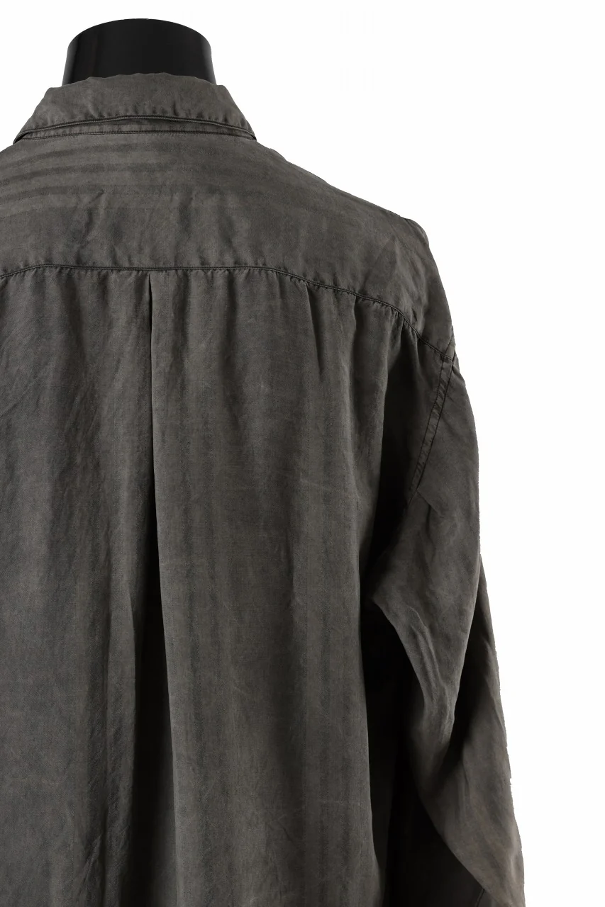 KLASICA SHORT COLLAR ROOMY SHIRTS / DRAPE & SMOOTH TEXTILE (BROWNY DYE STRIPE) - Image 14