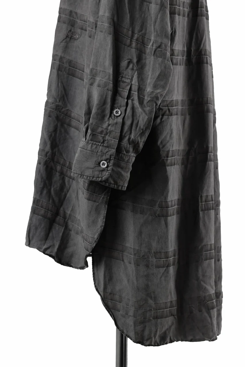KLASICA SHORT COLLAR ROOMY SHIRTS / DRAPE & SMOOTH TEXTILE (GRAYSH DYE CHECK) - Image 12