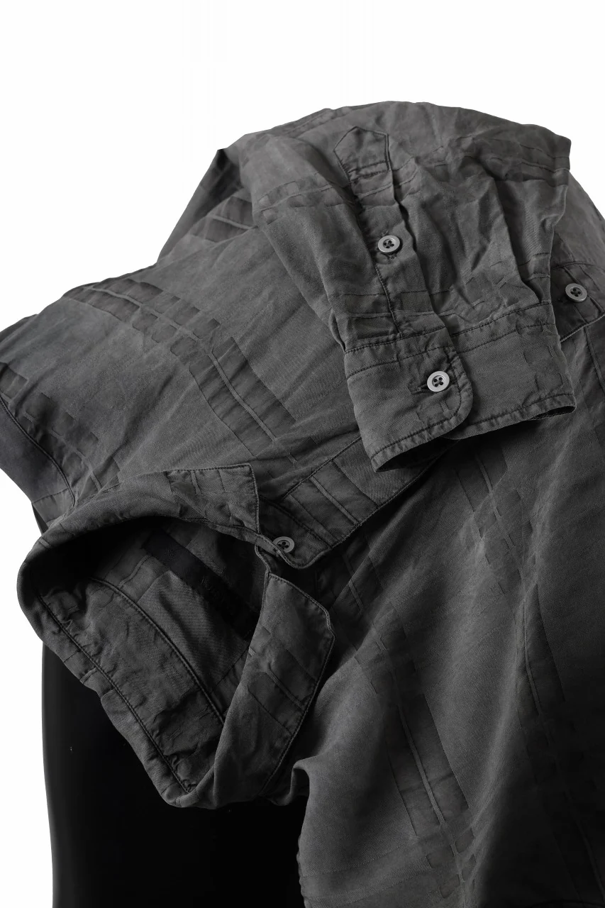 KLASICA SHORT COLLAR ROOMY SHIRTS / DRAPE & SMOOTH TEXTILE (GRAYSH DYE CHECK) - Image 15