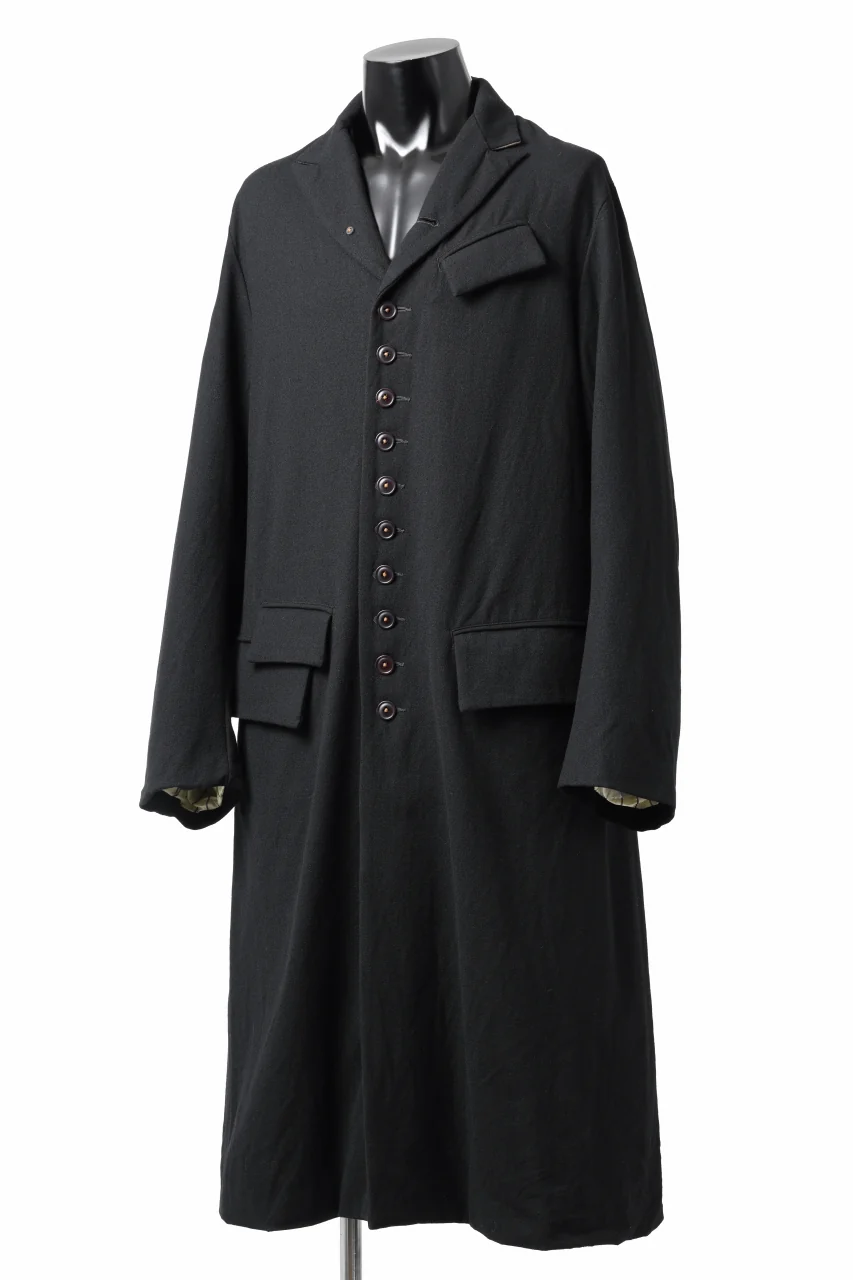 KLASICA SIGLO 10 BUTTONS OLD COAT / COMPRESSION GABARDINE WOOL (BLACK) - Image 2