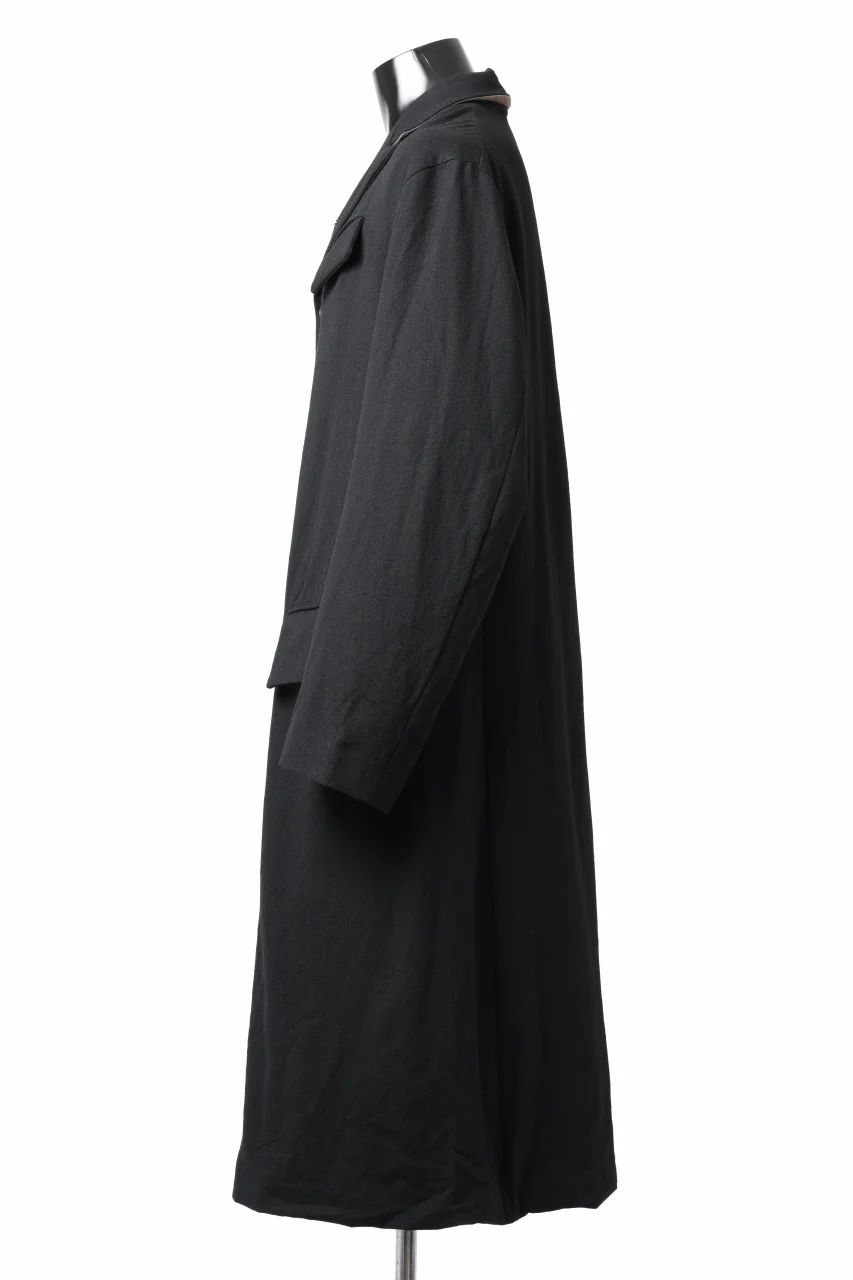KLASICA SIGLO 10 BUTTONS OLD COAT / COMPRESSION GABARDINE WOOL (BLACK) - Image 3