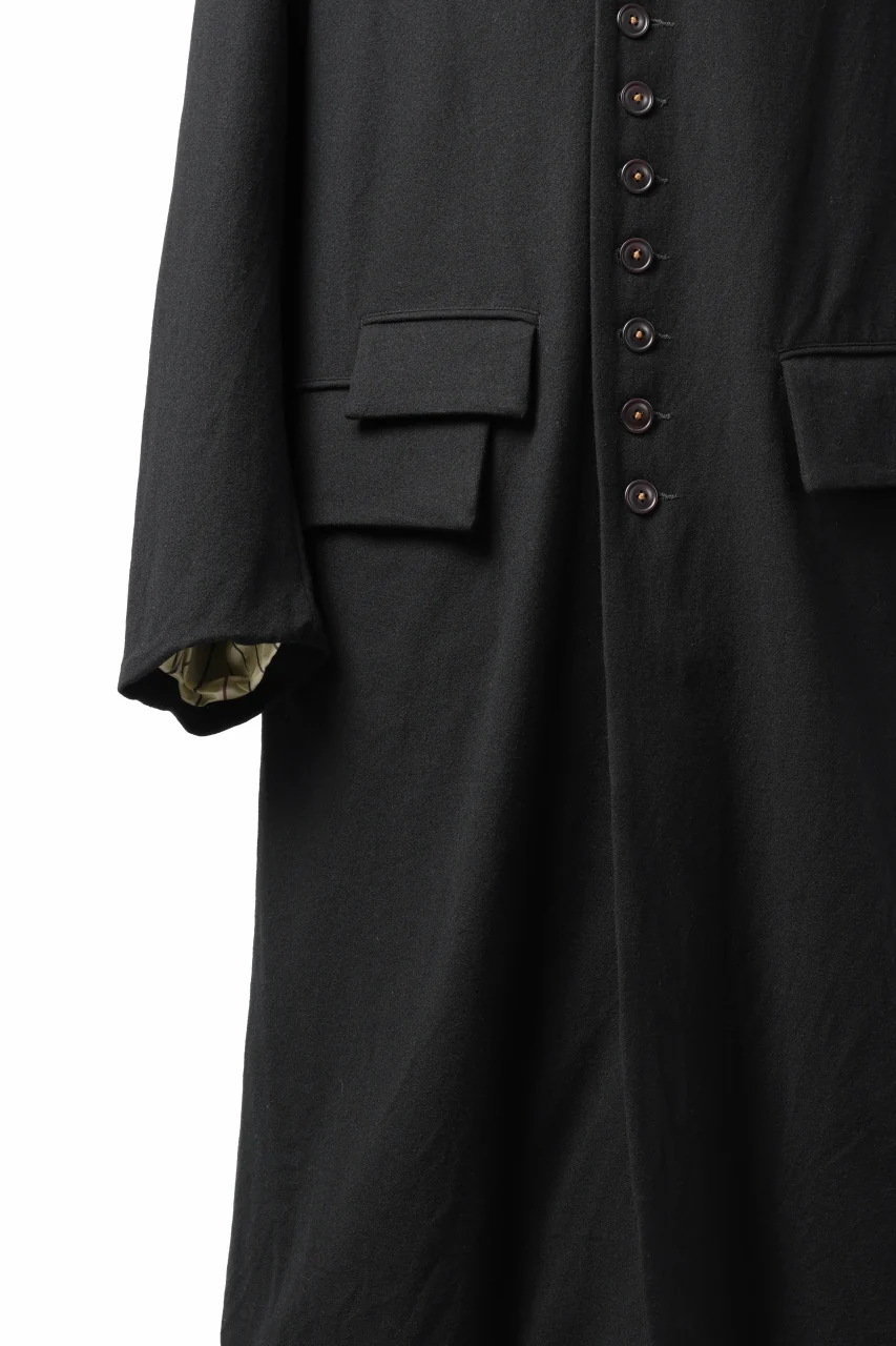 KLASICA SIGLO 10 BUTTONS OLD COAT / COMPRESSION GABARDINE WOOL (BLACK) - Image 7