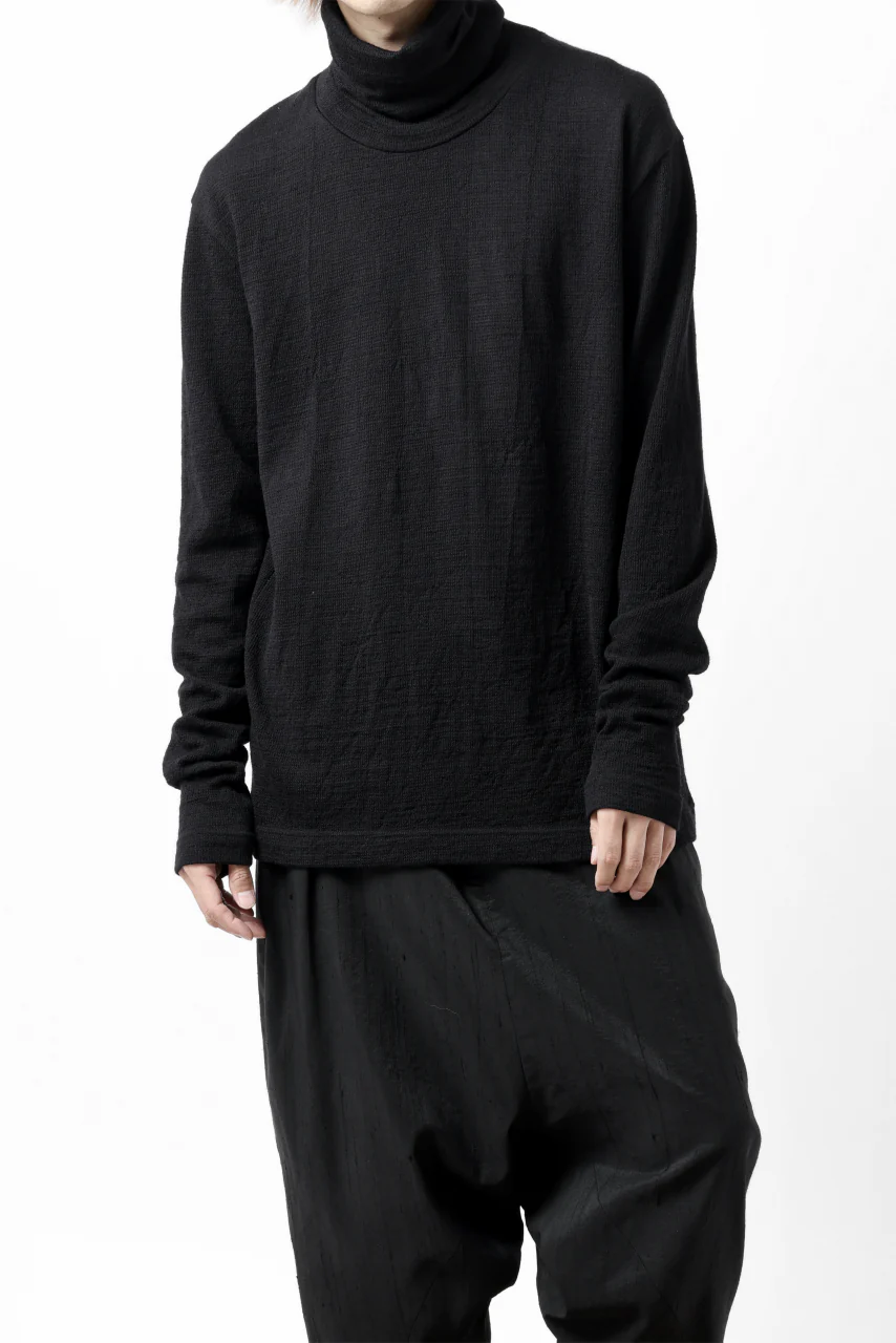 KLASICA SMOKE SMOOTH TURTLE NECK PULL / JACQUARD KNIT JERSEY (BLACK) - Image 2