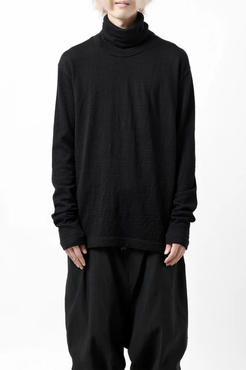 KLASICA SMOKE SMOOTH TURTLE NECK PULL / JACQUARD KNIT JERSEY (BLACK) - Image 3