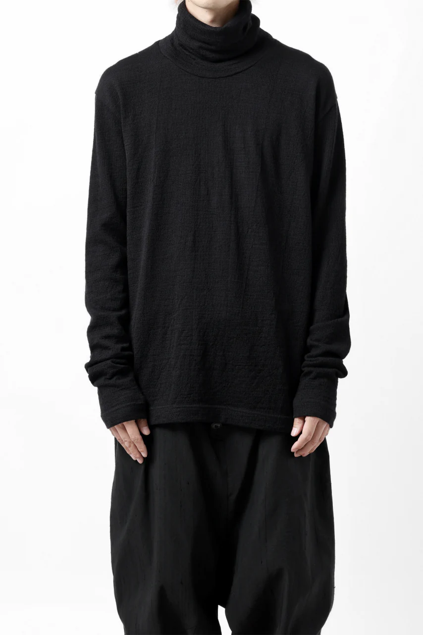KLASICA SMOKE SMOOTH TURTLE NECK PULL / JACQUARD KNIT JERSEY (BLACK) - Image 4