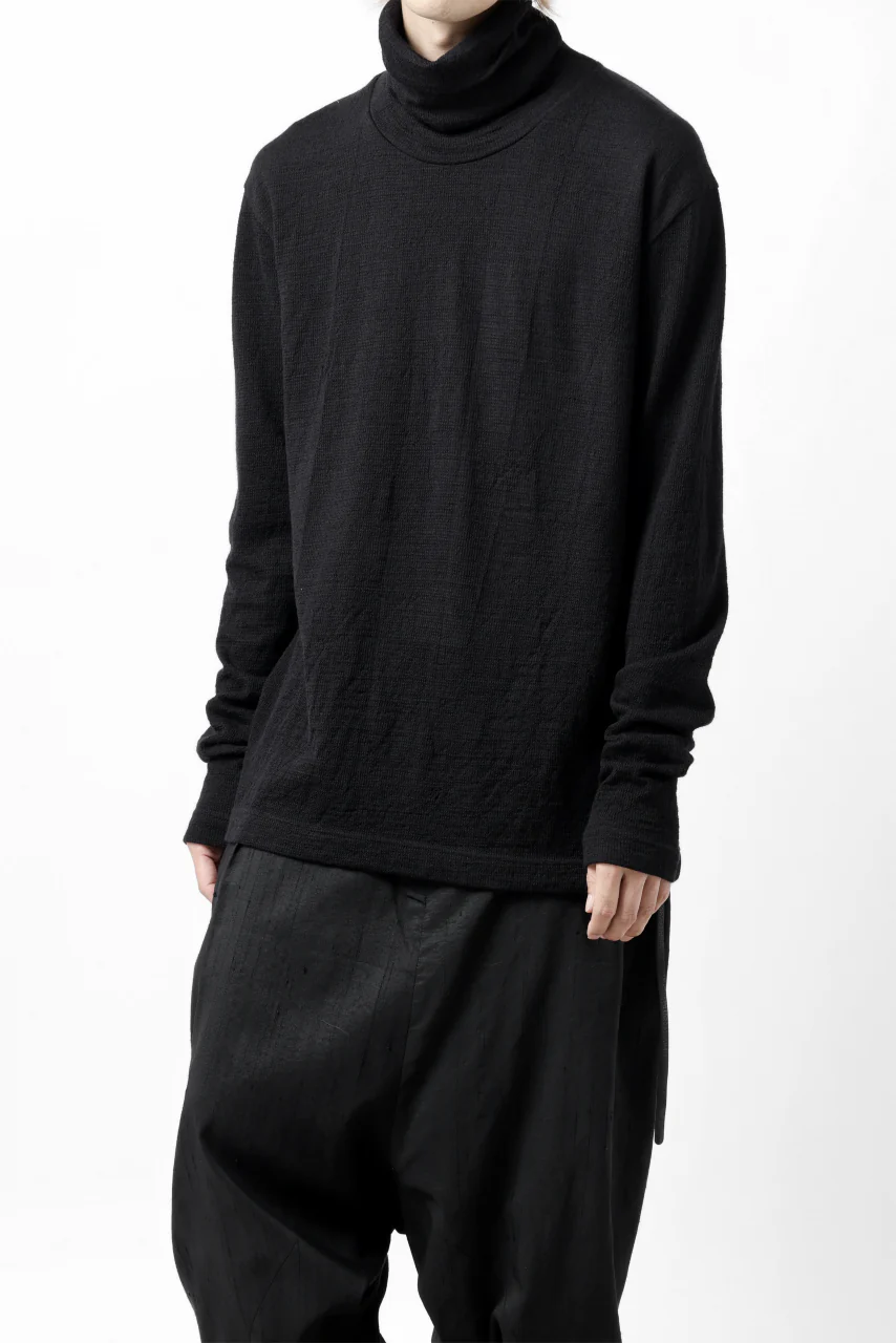 KLASICA SMOKE SMOOTH TURTLE NECK PULL / JACQUARD KNIT JERSEY (BLACK) - Image 5