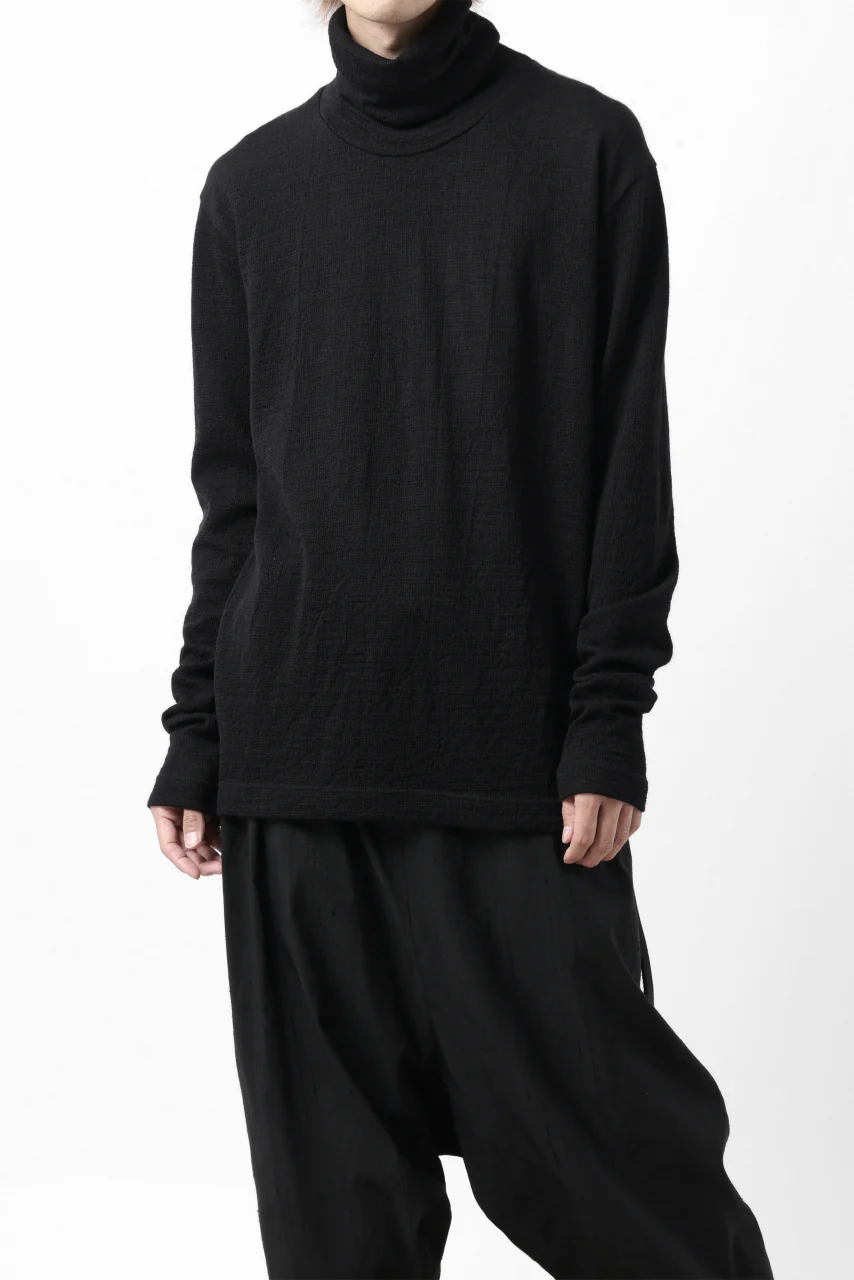 KLASICA SMOKE SMOOTH TURTLE NECK PULL / JACQUARD KNIT JERSEY (BLACK) - Image 7