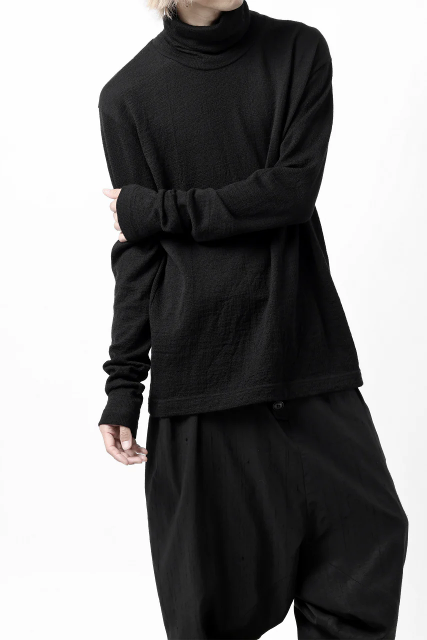 KLASICA SMOKE SMOOTH TURTLE NECK PULL / JACQUARD KNIT JERSEY (BLACK) - Image 9