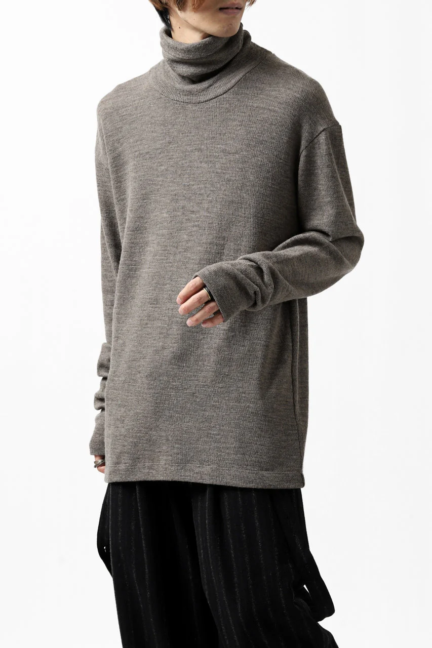 KLASICA SMOKE TURTLE NECK KNIT SWEAT TOP / WEANER WOOL RIB (FAWN) - Image 11