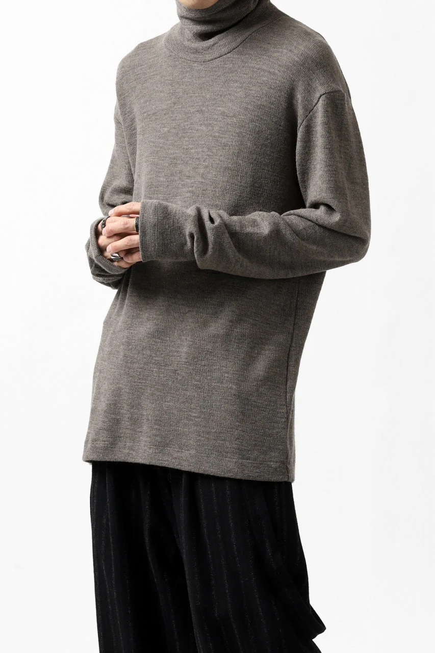 KLASICA SMOKE TURTLE NECK KNIT SWEAT TOP / WEANER WOOL RIB (FAWN) - Image 15